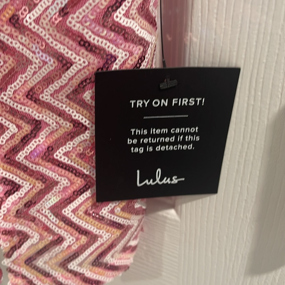 Lulus Electric Energy Pink Zig Zag Sequin Minidress - Picture 4 of 4